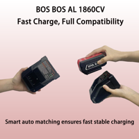 Cargador Rápido de Repuesto para Taladro Percutor y Atornillador de Impacto BOS AL 1860CV 14-18V/3A/75W