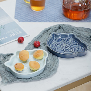 Ceramic Teapot Fruit Plate Irregular Shape Porcelain Handmade Retro Wedding <b>Snack</b> <b>Tray</b> Chinese Style Luxury Pastry Dish - Product Image 4