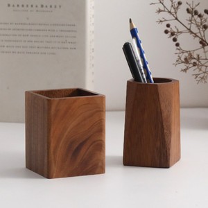 Solid Wood Pen Holder Walnut Wood Square Octagonal Office <b>Desktop</b> Storage Stationery <b>Organizer</b> - Product Image 1