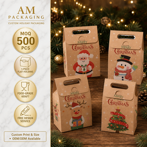 Christmas Kraft Paper Gift Boxes Cartoon Rigid Candy Packaging Bags Santa Snowman Reindeer Tree Holiday <b>Favor</b> <b>Box</b> - Product Image 1