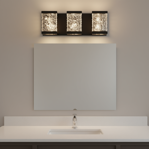 Modern 3-Light <b>LED</b> Bathroom Vanity Light Black Crystal Glass <b>Wall</b> Mounted <b>Mirror</b> Lamp Warm White 3500K IP44 - Product Image 2