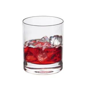 Verre à whisky Low Ball PC Verre à whisky à base lourde 12oz Verre à whisky de roche en plastique transparent