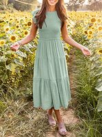 Vestido Midi Casual Elegante y Delgado para Mujer, Estilo Veraniego