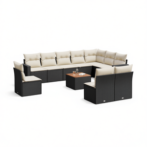 Conjunto de Sofás de Jardín de Ratán Negro con Cojines de Espuma de Alta Densidad, Diseño Contemporáneo para Exteriores - Product Image 1