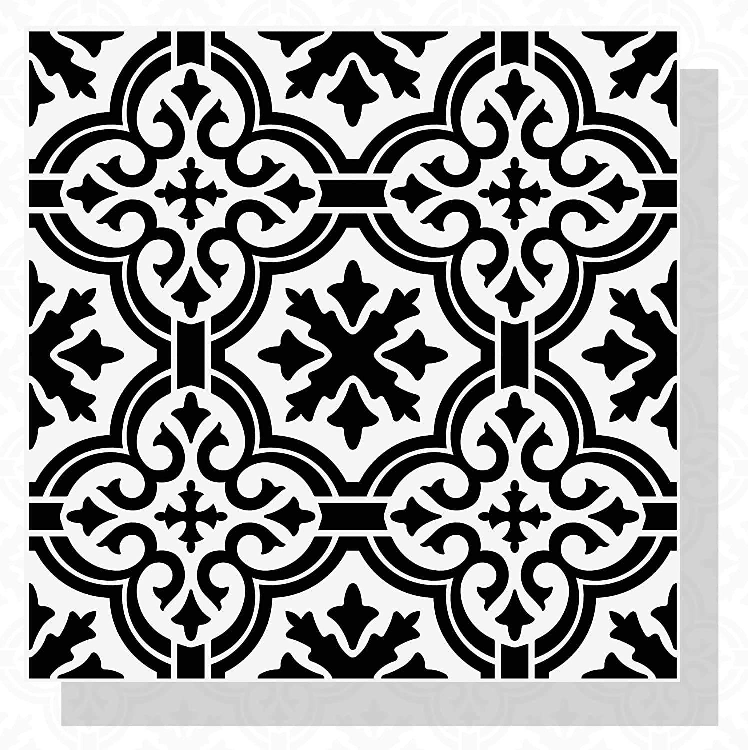 Moroccan Tile Stencil - Reusable PET Wall \u0026 Floor Design, image size:1497x1500