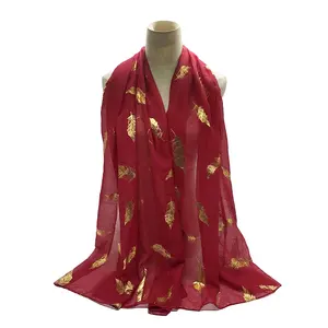 Лидер продаж, шали с узором в виде перьев, хиджаб, высококачественный однотонный простой пляжный шарф для женщин