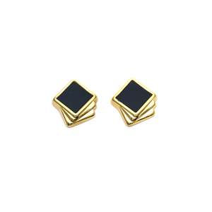 Fashion <b>Stud</b> <b>Earrings</b> 316L Stainless Steel PVD Gold Plating <b>Black</b> Square Design For Women Jewelry - Product Image 1