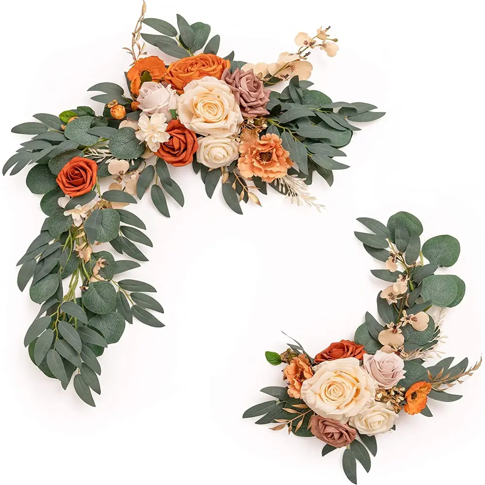 アマゾンホットセール花シミュレーション花結婚式の背景造花ウェルカムサインアーチ花輪結婚式装飾