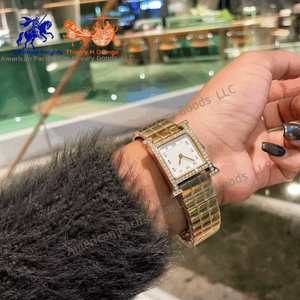 Reloj de Cuarzo de Lujo para Mujer, Marca H, Elegante Esfera Cuadrada, Movimiento Ronda, Estilo Ejecutivo y Moderno, Aleación de Acero Inoxidable 316L - Product Image 3