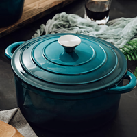 Vente en gros d'ustensiles de cuisine antiadhésifs en fonte émaillée personnalisée Marmite à soupe Casserole à four hollandais avec couvercle
