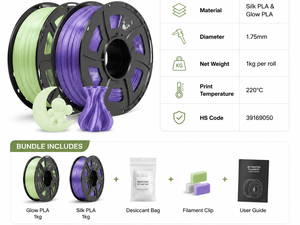 Filamento PLA de Seda Yiqiu3D de 1.75mm, Paquete Combinado, Filamento para Impresora 3D Tricolor y Fluorescente para Bambu Lab Creality - Product Image 5