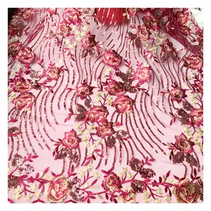 Haute qualité luxe africain français Polyester Tulle dentelle gland Sequin broderie tissu pour robe