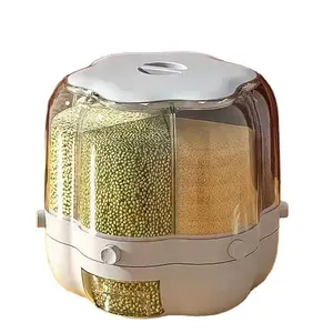 Ev nem geçirmez tahıl kuru vakum pirinç saklama kabı 25kg dönebilir dağıtıcı 6 izgaralar pirinç kova mutfak için