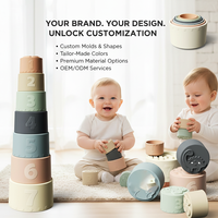 Gobelets empilables en silicone arc-en-ciel en gros, jouet éducatif de puzzle, jouet d'empilage et de placement pour bébé, jouet d'apprentissage pour bébé