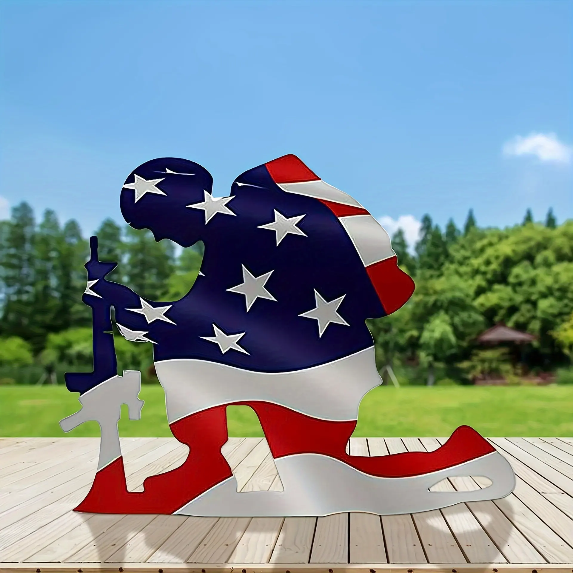 زينة الجنود الركوع في يوم الاستقلال - 4th of July American Flag في يوم الذكرى الوطني ظل الرسمي زينة الفناء الفنية