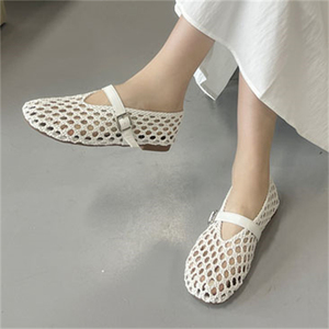 Nuevas Sandalias Planas Personalizadas con Diseño Hueco para Mujer, Sandalias de Verano de Malla Plana, Zapatillas Tejidas a Mano - Product Image 6