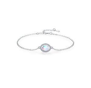 S925 Sterling <b>Silver</b> Opal <b>Bracelet</b> Minimalist Chain Link Women's Jewelry Everyday Wear Elegant Dainty <b>Adjustable</b> - Product Image 1