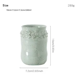 Tasses à expresso et à thé en grès de style japonais XUANHUI, luxe léger rétro, faites à la main, en céramique italienne froissée - Product Image 6