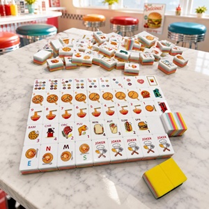 Ensemble de Mahjong Américain de Luxe Jaune Rose Gourmet, 160 Tuiles, Acrylique Gravé 4 Couches, Complet avec Étui, Personnalisable OEM - Product Image 3