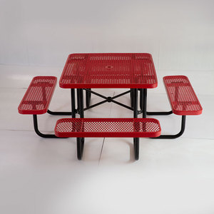 <span class=keywords><strong>Table</strong></span> <span class=keywords><strong>de</strong></span> pique-nique carrée en acier moderne et commerciale pour l'extérieur <span class=keywords><strong>Table</strong></span> <span class=keywords><strong>de</strong></span> pique-nique en métal avec 4 bancs pour le <span class=keywords><strong>jardin</strong></span> et le patio <span class=keywords><strong>Table</strong></span> <span class=keywords><strong>de</strong></span> café <span class=keywords><strong>Trou</strong></span> <span class=keywords><strong>de</strong></span> <span class=keywords><strong>parasol</strong></span> - Product Image 6