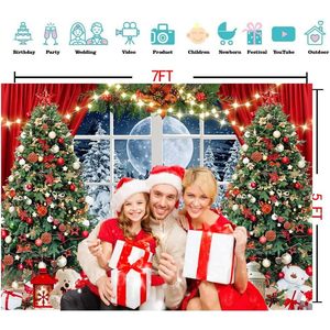 Tapiz de escena de ventana de Navidad, árbol de Navidad de invierno, arte de pared de nieve para fiesta de año nuevo, decoración del hogar, tapiz de ventana de Navidad en stock - Product Image 2