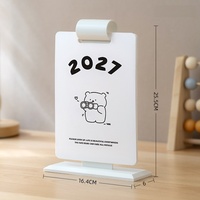 Calendrier de table imprimé en carton blanc 300g 2027 avec support pour mémos, idéal pour le bureau, l'école, la maison et l'étude