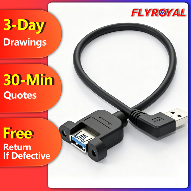 90 Degree USB 3.0 Extension Cable Right Angle a Male to Female Front Panel Mount Cable Assembly for Desktop Workstation