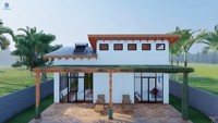 Maison préfabriquée de haute qualité résistante aux ouragans pour l'extérieur, type hôtel, conteneur, 3 villas en kit avec toit en pente, 2 chambres avec salle de bain