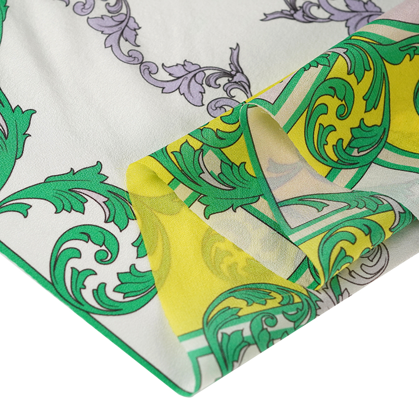 Factory professional printed beige polyester chiffon fabric polyester textile fabric