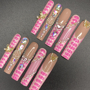 Diseño de salón Y2K estilo francés <span class=keywords><strong>uñas</strong></span> postizas arte Artificial completamente decorado lujo acrílico hecho a mano Prensa en <span class=keywords><strong>uñas</strong></span> con herramientas de pegamento - Product Image 6