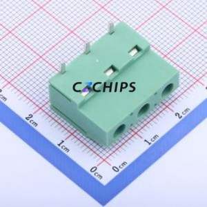 DB129R-7.62-3P-GN-S Screw Terminal Block Bent Lead Through Hole,P=7.62mm Connector 1x3P 7.62mm Green Right Angle Insert - Product Image 1