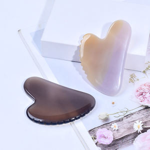 Outil de beauté anti-âge Agate grise <span class=keywords><strong>Gus</strong></span> Sha Logo personnalisé Pierre d'agate grise naturelle Guasha Gua Sha pour le visage - Product Image 1