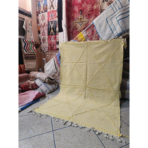 Alfombra de Lana Berber Zanafi Reversible Antideslizante Ecológica Hecha a Mano de Primera Calidad con Impresionante Borde Floral de Pelo Medio Transicional - Product Image 5