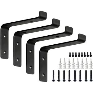 Soportes de estante de pared Soporte de estante flotante rústico de alta resistencia Soportes de metal en <span class=keywords><strong>L</strong></span> <span class=keywords><strong>para</strong></span> estante de estantería abierta DIY Soportes de granja - Product Image 2