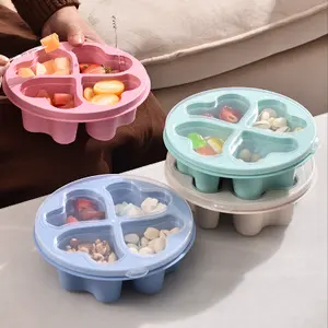 Herzförmige Weizenstroh-Lunchbox Snack-Einheiten, wiederverwendbar 4 geteilte Kompartimente Bento Snack-Box