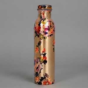 Elegante Botella de Agua de Cobre con Estampado Floral, Ecológica, Reutilizable, Perfecta para Viajes, Yoga, Gimnasio e Hidratación Diaria - Product Image 1