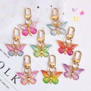 Wholesale Gradient Colorful Butterfly Acrylic Keychain Bag Pendant Decorations for Women Girls Fashion Delicate <b>Key</b> <b>Ring</b> Gifts - Product Image 1