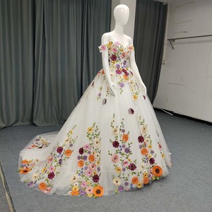 Lsany247 Fotos Reales Vestido de Novia con Hombros Descubiertos, Bordado 3D de Flores y Encaje, Corte en A, Elegante Vestido de Gala para Mujer, Jancember - Product Image 4