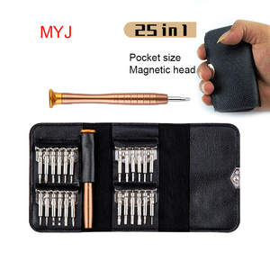 Set cacciavite di precisione 25 in 1 manico in plastica cromata portafoglio portatile in pelle tascabile Tournevis De Precision 25 En 1 - Product Image 1