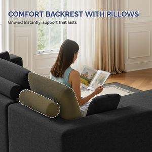 Juego de Sofás Modulares de Tela Chenille, Diseño Modular sin Ensamblaje, Sofá Cama en Forma de L, Reposabrazos Extra Anchos, Soporte Ergonómico - Product Image 3