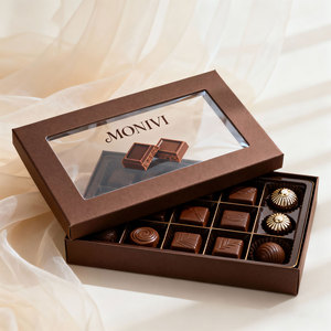Caja de Regalo de Cartón Rígido Personalizada con Tapa y Base, Divisores de Cartón, Embalaje de Lujo para Chocolates y Dulces con Ventana Transparente de PVC - Product Image 1