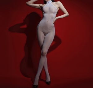 Viviblook Z406JP Mono de fiesta para mujer, sexy, transparente, sin espalda, con efecto brillante y medias, ideal para discoteca - Product Image 5