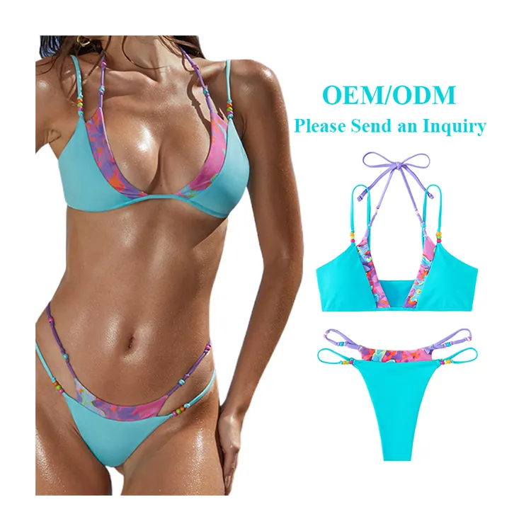 Aide 2024 Swimwear Manufacture High Quality Sexy Colorful Bikini Tie Dye Bathing Suit Low Waist Swimsuit