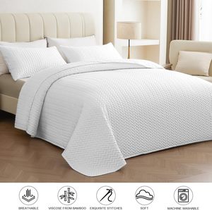 Juego de Edredón de Bambú <span class=keywords><strong>Blanco</strong></span> al por Mayor, Tamaño King, Edredones Refrescantes de Verano, Juegos de Edredón, Cubrecamas Acolchados y Colchas, Juego de Ropa de Cama - Product Image 2