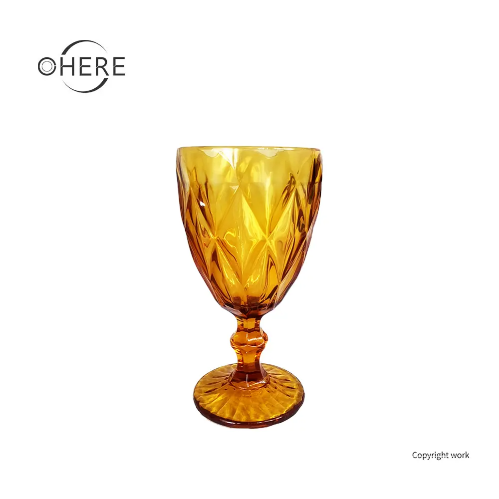 Europese Vintage Diamanten Wijn Glaswerk Groothandel Verdikte Gekleurde Glazen Bekers Restaurant Bar Amber Bruiloft Glas Cups