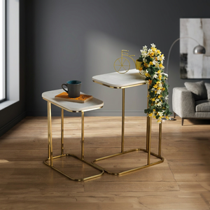Luxury Design <b>Gold</b> White Color End <b>Table</b> Modern Bedroom Furniture Metal <b>Side</b> <b>Tables</b> for Living Room - Product Image 6