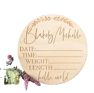 wooden engraved Newborn Baby Announcement cards | Birth Stats Sign
