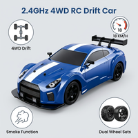 Voiture RC 4x4 de drift 1/16 avec effet de fumée, 18 km/h, 2,4 GHz, éclairage LED, pneus interchangeables, jouet télécommandé pour enfants et adultes, cadeau