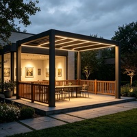 Pavillon solaire électrique extérieur multi-scènes avec lames orientables, poteau en alliage 6063 thermolaqué, entièrement étanche à la pluie, drainage dissimulé