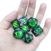 Jeu de dés polyédriques en résine éco-responsable et durable HS DICE, 7 pièces, 3 couches, pour Dungeons & Dragons et jeux de société